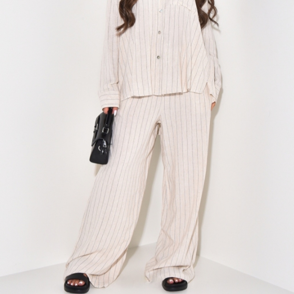 Haute Monde Linen Row Pant in Saltwater - Medium